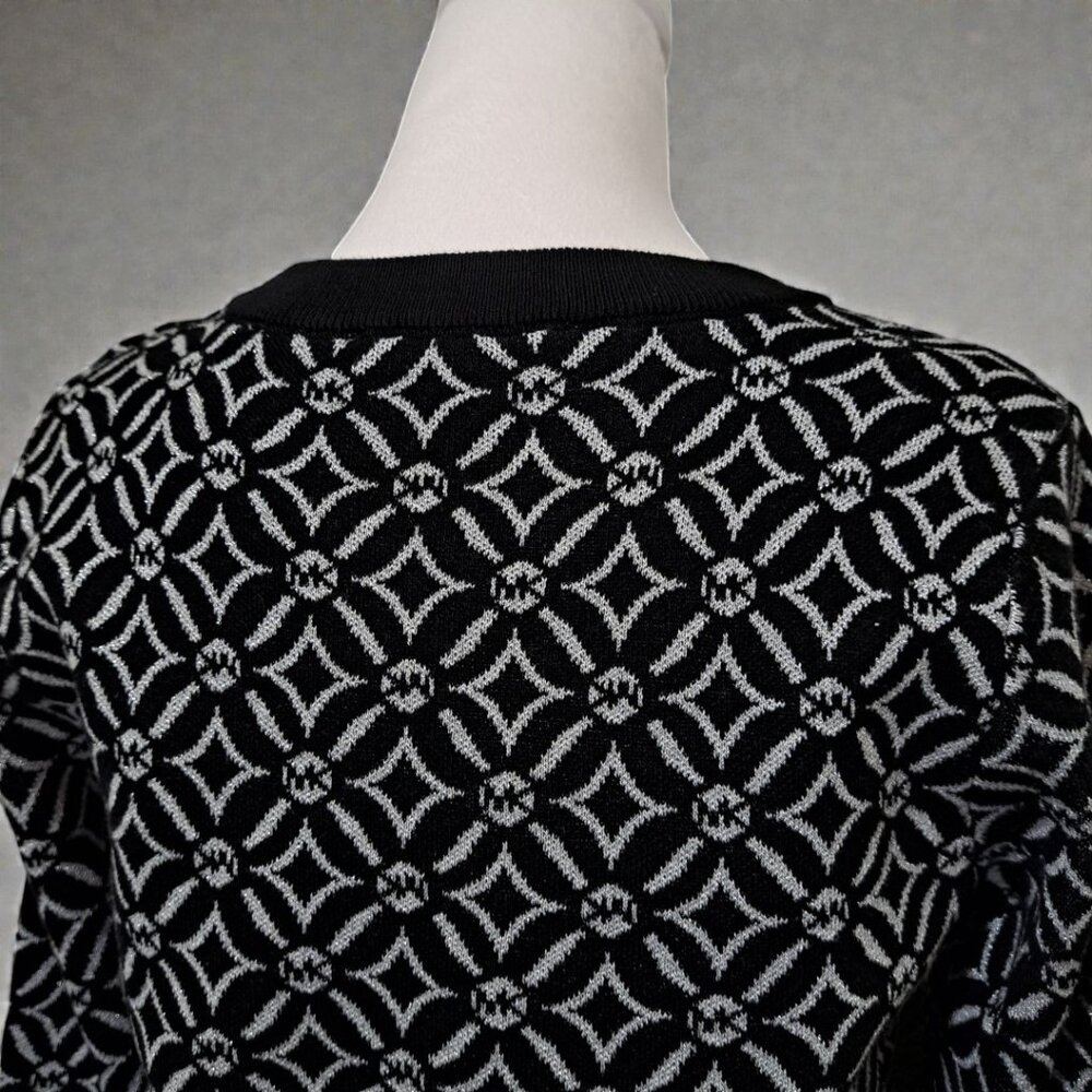 Michael Kors Size Medium (10-12) Black and Grey Logo Jacquard Sweater NW - Picture 13 of 13